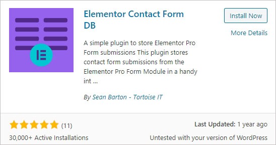 Elementor Contact Form DB